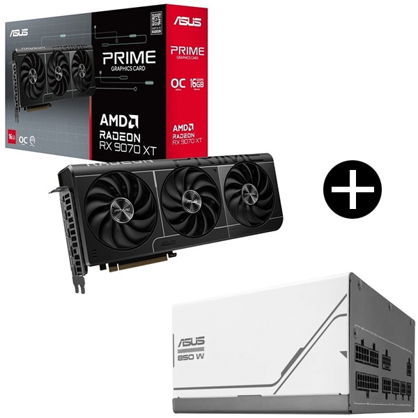 PRIME-RX9070XT-O16G PRIME グラフィックボード + AP-850G 電源ユニット セット