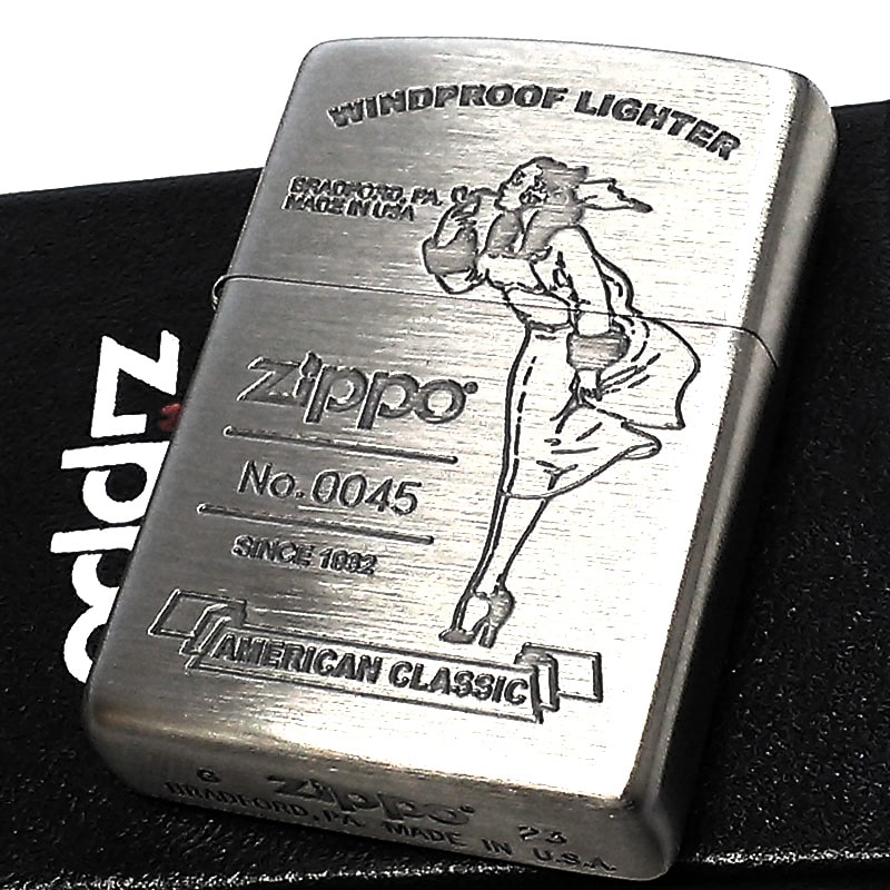 ZIPPO ライター 限定 ウィンディー アメリカン クラシック ジッポ ロゴ 銀 シリアルナンバー かわいい シルバー お洒落 American classic 銀古美 彫刻 Windy レトロ お