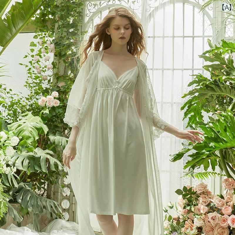 ネグリジェ 宮殿風 レディース 春夏 お花チャームレースガウン キャミ ワンピース ２点セット パジャマ ナイト ホーム ルームウエア 屋外着用可 ゆるふわ 快適 着心地 華奢 ガーリー かわいい デ