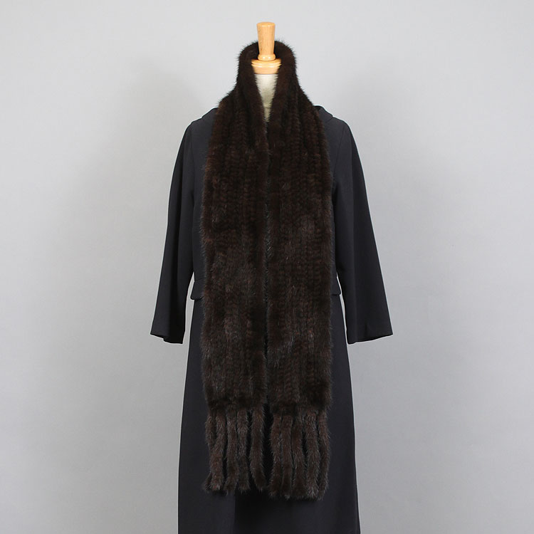 ミンク 編み込み ファー マフラー ダークブラウン 送料無料 レディース ギフト プレゼント 13,860円