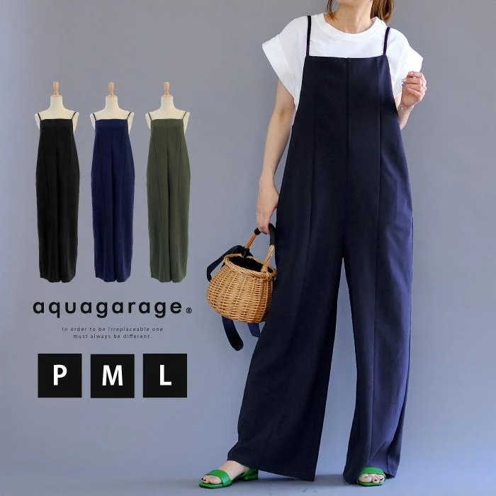 【迅速出荷】販売最低価 ! カットジョーゼットサロペット 春 夏 秋 P M L