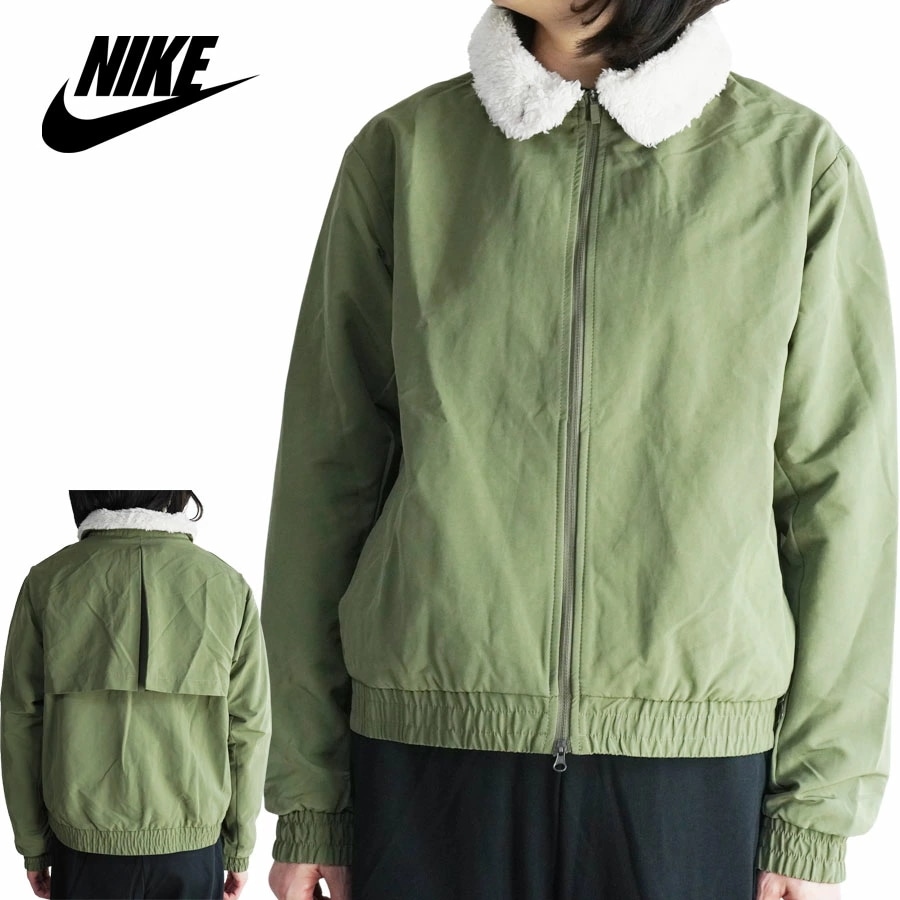 ナイキ NIKEレディース ジャケットSHIELD BOMBER JACKET シールドボンバージャケットOLIVE(オリーブ)カーキ 白 ホワイト ボア ファ