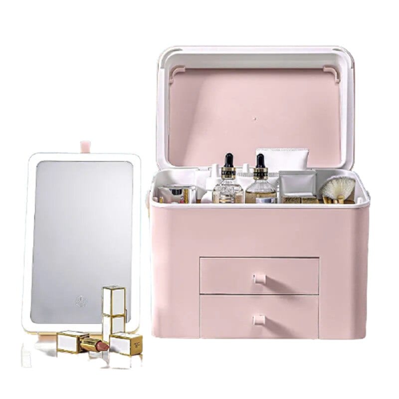 化粧品収納ボックス LED鏡付き メイクボックス 大容量収納 防水 防塵 強い耐久性 整理簡単 5,614円