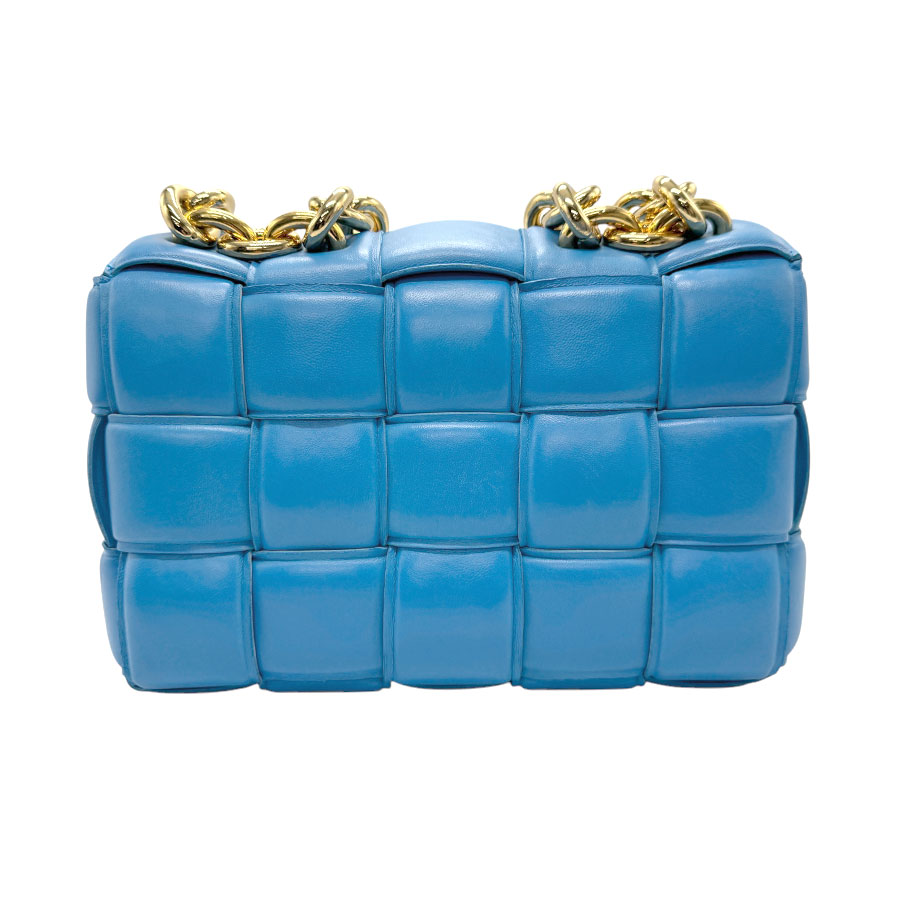ボッテガヴェネタ BOTTEGAVENETA ショルダーバッグ チェーン カセット レザー ブルー レディース z3095