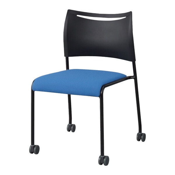 ミーティングチェアキャスタータイプ ブラックフレーム 布張 ブルー LTS-4C-B-F-BL 4脚セット メーカー直送