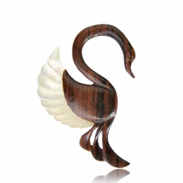 金属アレルギー対応 ボディピアス スワントライバルフック ナラ材 シェル 貝殻 1個販売 6ゲージ 6G 2ゲージ 2G 白鳥 メンズ レディース ボヘミアン 民族 女性 ct303xxxxxxxx