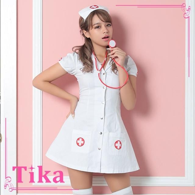 バレンタイン コスプレ 衣装 コスプレ衣装 ハロウィン レディース 人気 お化けの日 3点 ホワイト エンジェル ナース コスチュームセット S M