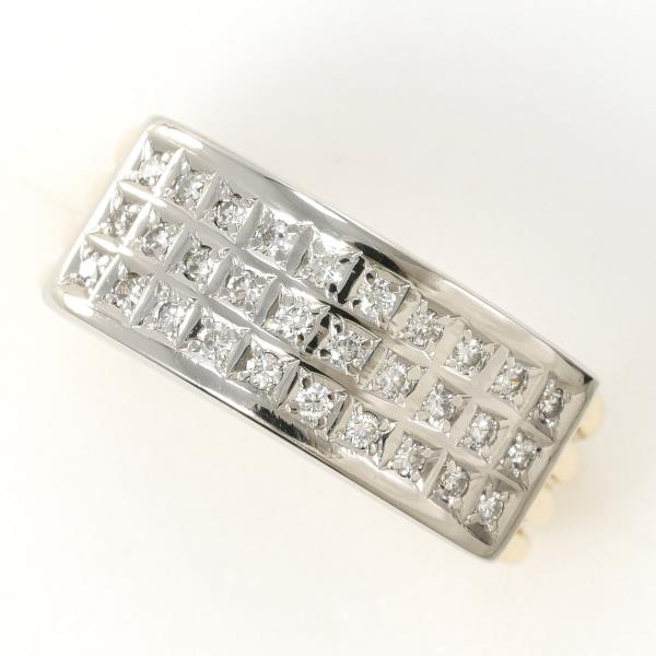 PT900 プラチナ K18YG リング 14号 ダイヤ 0.31 カード鑑別書 ジュエリー 中古