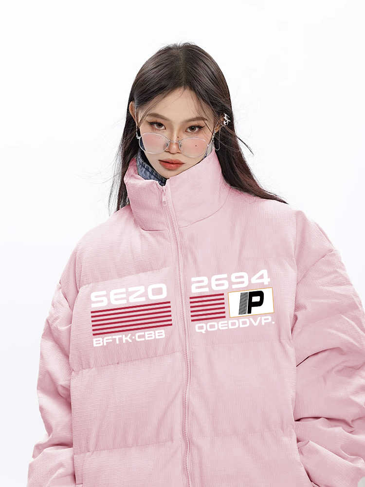 ふっくら中綿 あたたかい冬 韓国防寒あったか暖かいかわいいブルゾン厚手アウターBF風無地羽織るックファッション系大人ゆったりカジュアルストリートスタンドサイズ丈シルエットレディース黑白