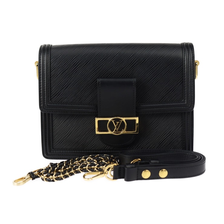 美品 LOUIS VUITTON ルイ ヴィトン ショルダーバッグ M56141 ドーフィーヌ NV MM エピ レザー ブラック ゴールド金具 2WAY チェーン 本物保証 中古