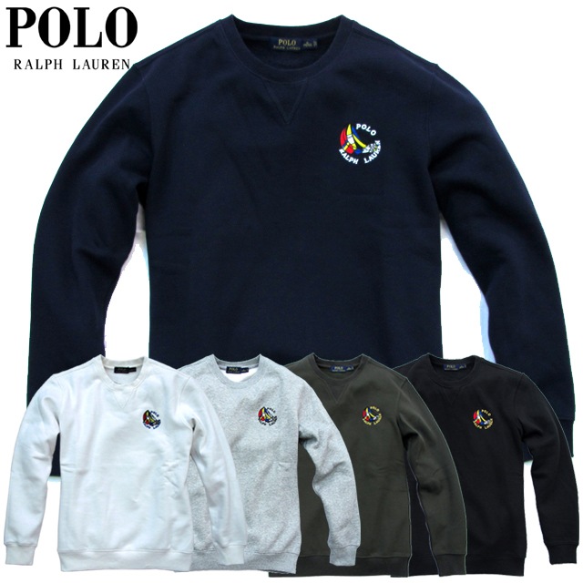 本物保証 ラルフ Mens Crew Neck Sweat Trainer 裏起毛セイリングマーク