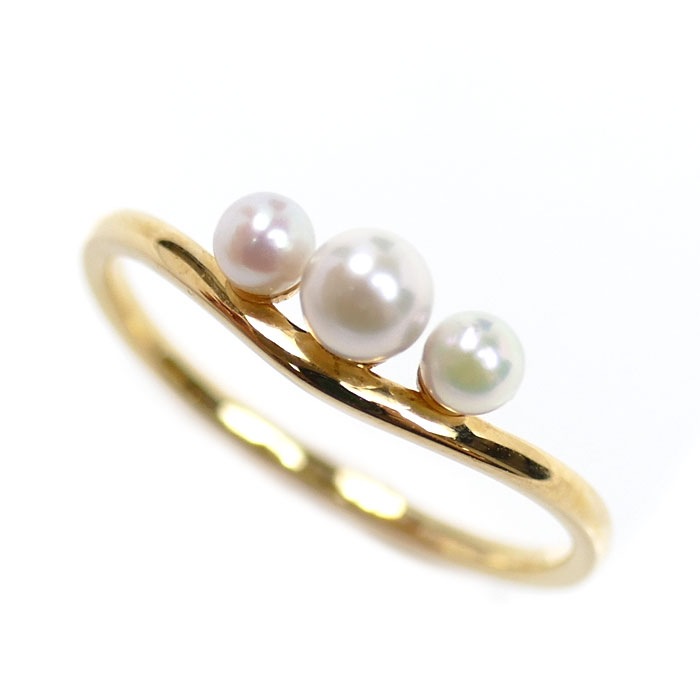 ete エテ K18YG イエローゴールド パール リング・指輪 パール約2.8-3.7mm 11号 1.5g レディース 中古 24,750円