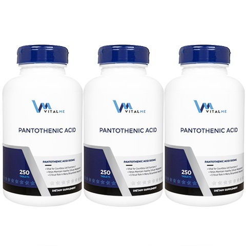 バイタルミー　パントテン酸500mg250錠　3本　VitalMe　肌質にお悩みの方 海外発送便