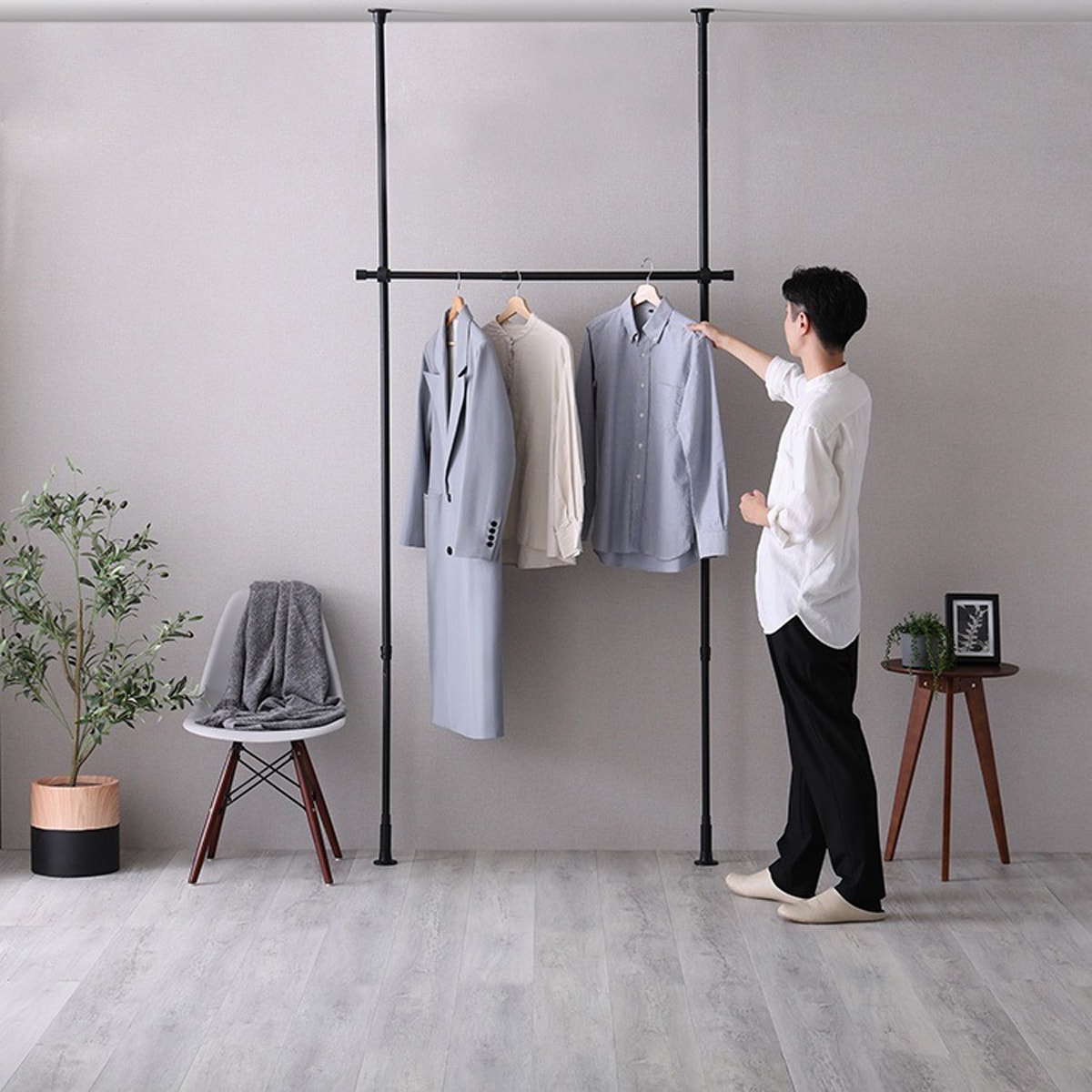 つっぱりハンガーラック　1段　幅120cm