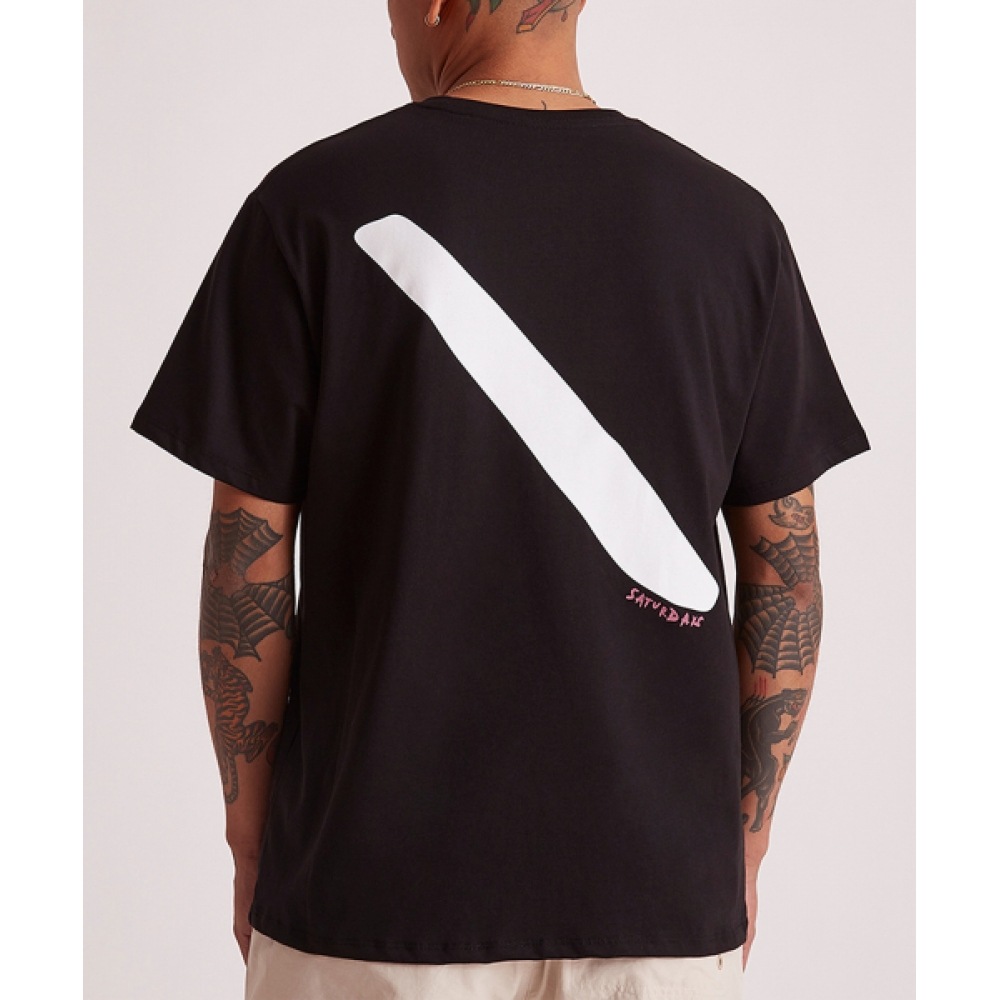 SATURDAYS NYC (M) ブラシストロークスタンダード SS Tシャツブラックブラシストロークスタンダード