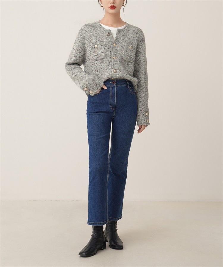 INSスタイル セーター ラウンドネック ニットトップス レトロ 怠惰な風 肌にやさしい カーディガン 秋冬 エレガント