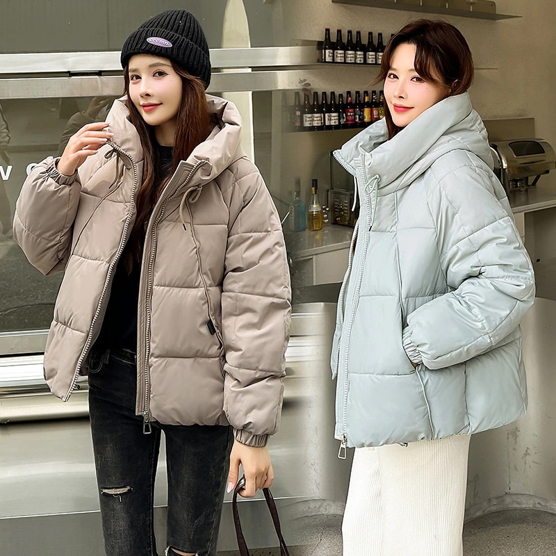 ダウン綿服女性冬2024冬の新型ファッション韓国版帽子保温厚いカジュアルパン服コート