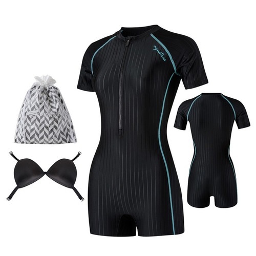 レディース水着 半身2分丈水着 3点セット AQA27512