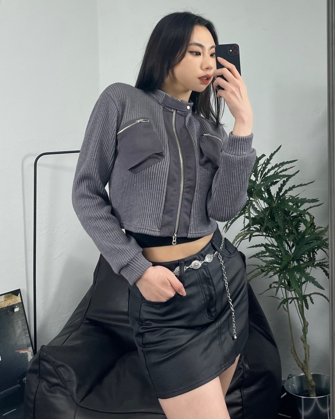 [生産] pocket two-way half zip-up / ポケット ツーウェイ ハーフ ジップアップ (黒紫カーキベージュ) デイリー ユニーク トレンディ