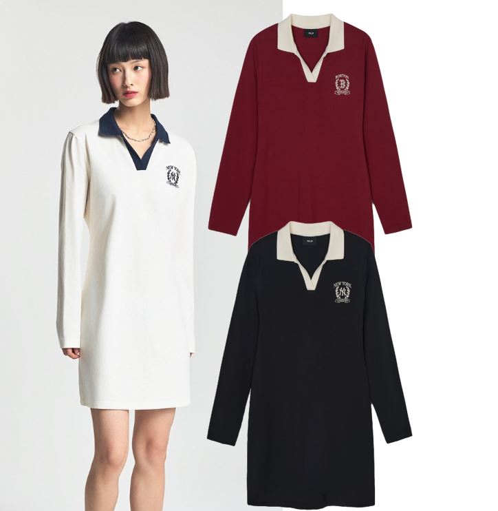 Open Collar Varsity Slim Fit Dress