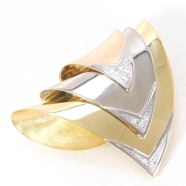 K18 18金 YGWGPG ブローチ ダイヤ 0.17 カード鑑別書 ジュエリー 中古