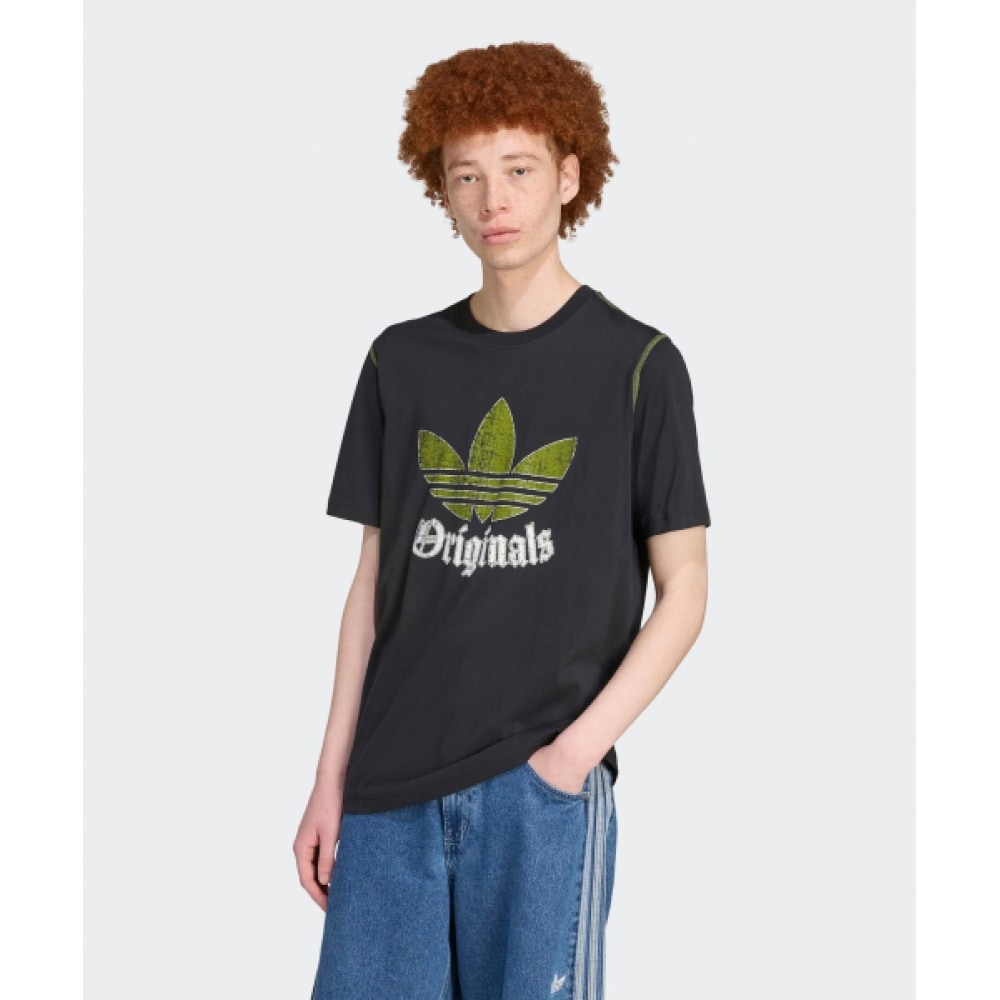 アディダスディストレスグラフィックTシャツ-ブラック/JY2761
