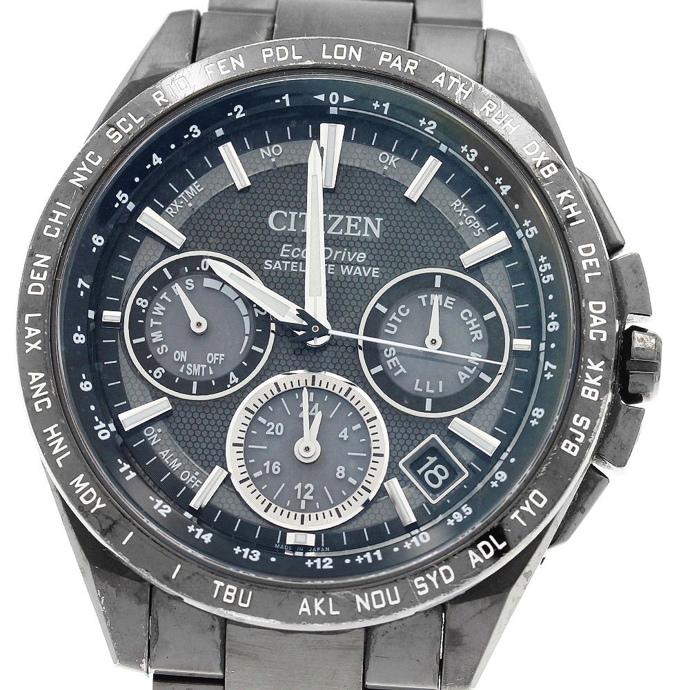シチズン CITIZEN CC9017-59E/F900-T021557 アテッサ サテライトウェーブ デイト ソーラー電波 メンズ 箱・保証書付き_900900【中古】