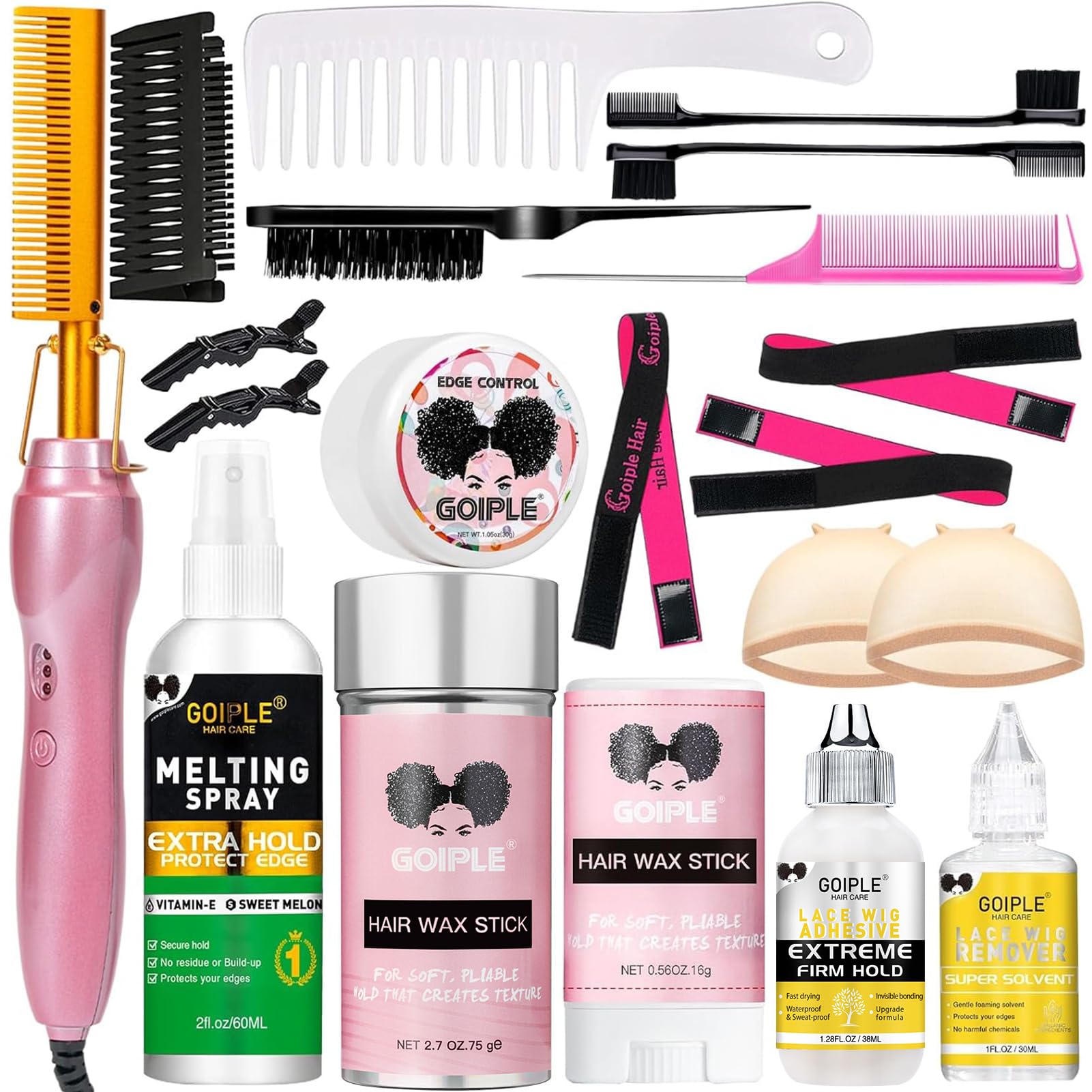 電気ホットコームヘアストレートナー ヒートプレスコーム セラミックカーリング フラットアイアンカーラー ホットコーム 電気ウィッグ 電気ストレートコーム ヘアアイロン ナチュラルヘア用 やけど防止ケー