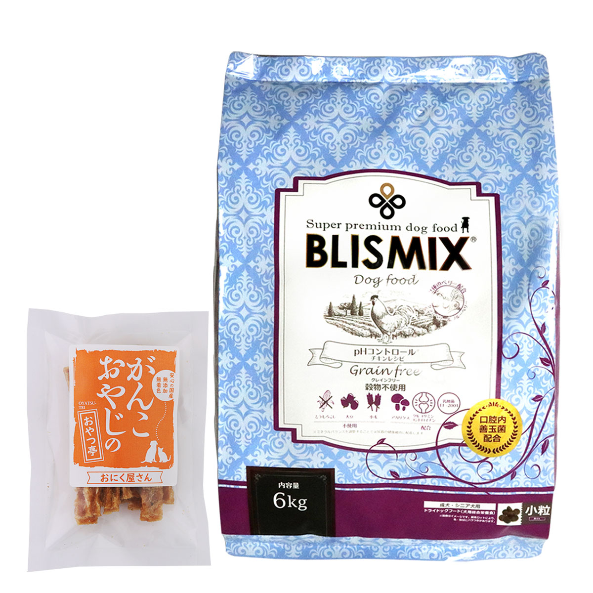 ドッグフード pHコントロール チキンレシピ 小粒 6kg+がんこおやじのおやつ亭国産たじま鶏ジャーキー20g 11,583円