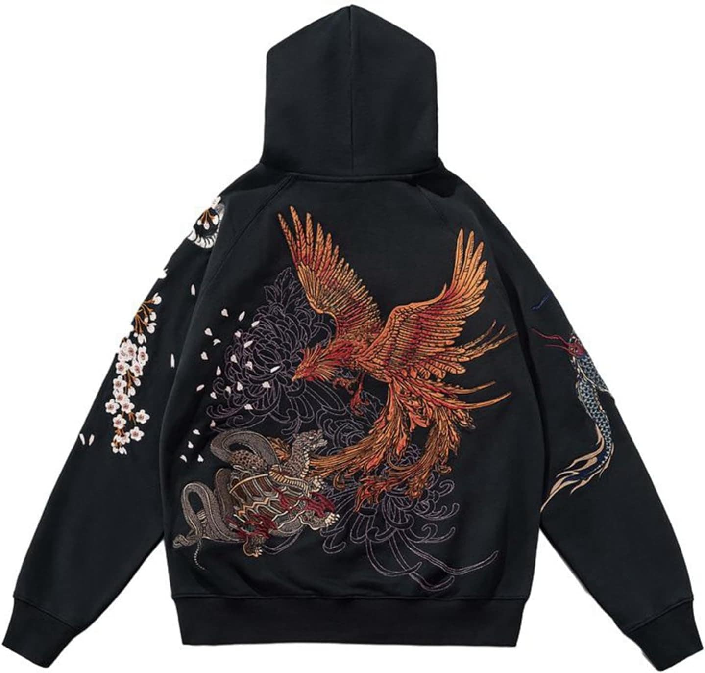 フードパーカー メンズ 秋 刺繍 虎 龍 プルオーバー 長袖 ジップアップ トップス フード付 ペアルック ストリート系 軽い 柔らかい おしゃれ スウェット オーバーサイズ 通勤 スポーツ 旅行 贈