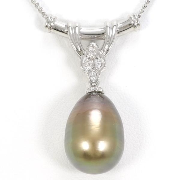 PT900 プラチナ PT850 ネックレス パール ダイヤ 0.04 ジュエリー 中古