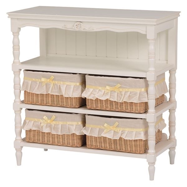 アンティーク風キャビネット/リビング収納 [幅75cm] 木製 バスケット付き