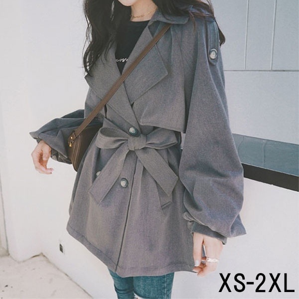 スプリングコートレディースコートショートトレンチコートショート丈アウター春コートジャケット長袖軽量