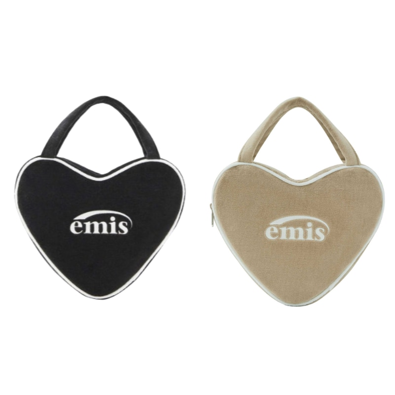 VELOUR HEART TOTE BAG-BLACK 2色