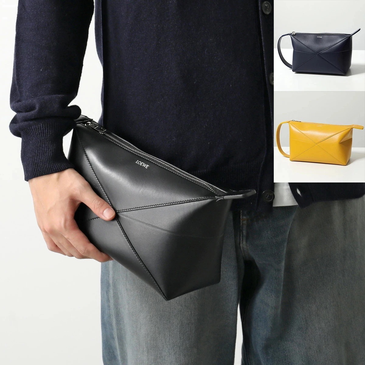 LOEWE ロエベ セカンドバッグ PUZZLE FOLD パズルフォルド C510WBPX01 メンズ シャイニーカーフ レザー ウォッシュバッグ クラッチ ロゴ 鞄 カラー3色 86,804円