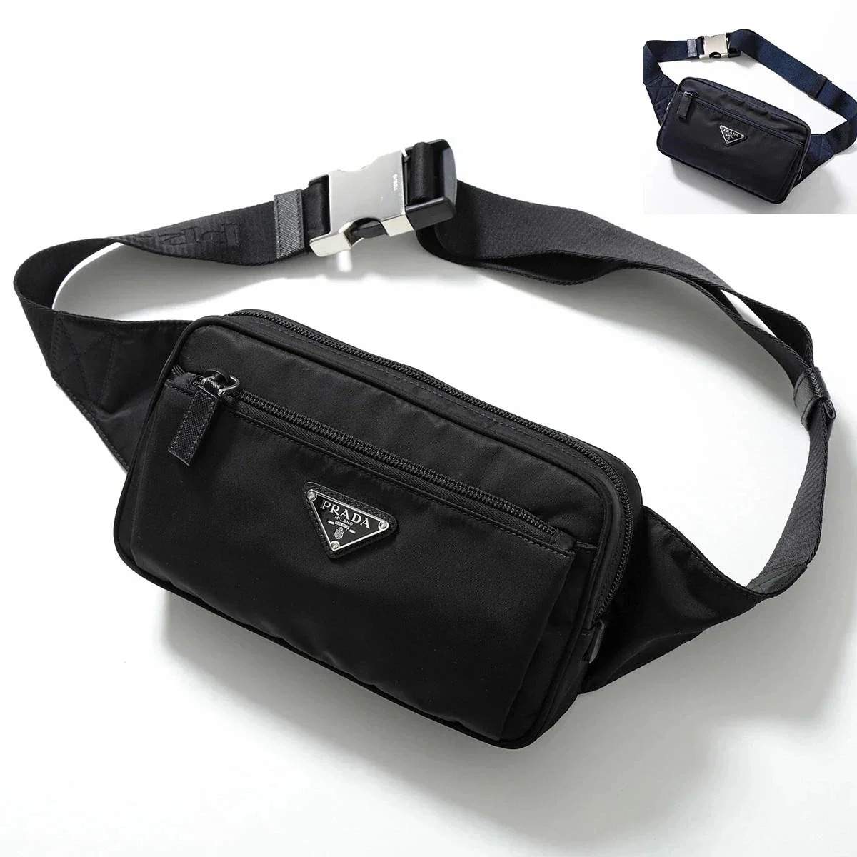 PRADA プラダ ボディバッグ 2VL977 WOO 2DMG メンズ Re-Nylon リナイロン サフィアーノレザー ベルトバッグ トライアングルロゴ 鞄