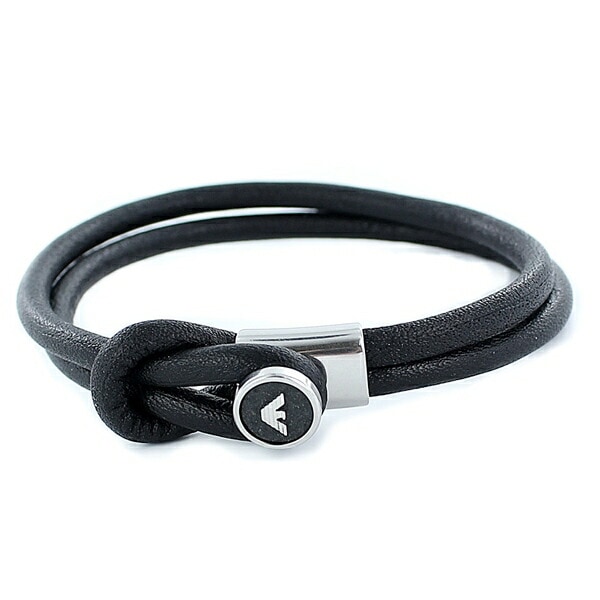 エンポリオアルマーニ ジュエリー ファッション アクセサリー BRACELET ブレスレット ブラック×シルバー レザー EGS2212040 誕生日プレゼント ポイント消化