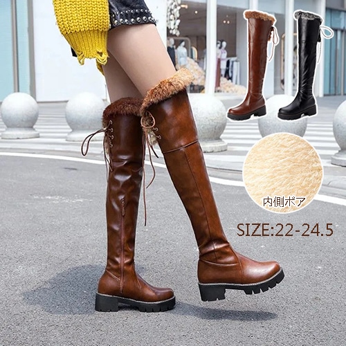 ロングブーツ ムートンブーツ 革製 スノーブーツ レディース 大きいサイズ 太ヒール チャンキーヒール おしゃれ 小さいサイズ シューズ 暖か 防滑 歩きやすい 防寒 雪 冬用 お洒落 上品 通勤 暖