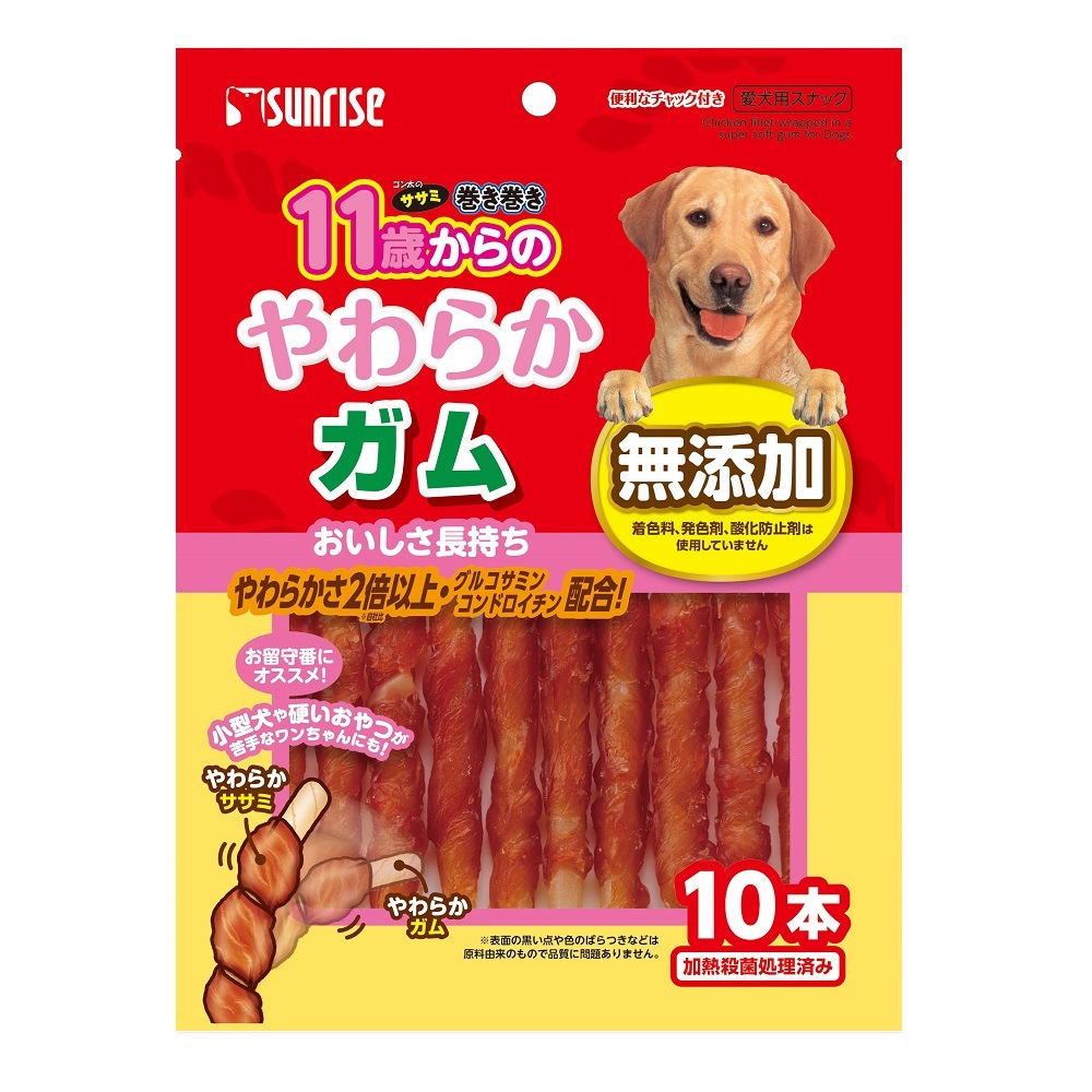 （まとめ買い）ゴン太のササミ巻き巻き 11歳からのやわらかガム 10本 犬用おやつ [x16]