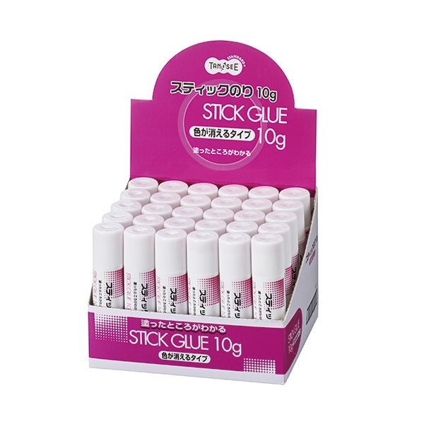 （まとめ）TANOSEE スティックのり色が消えるタイプ 10g 1セット（30本） [x10]