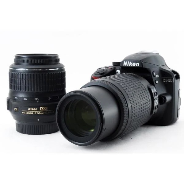 【中古】ニコン Nikon D3400 標準＆望遠ダブルズームセット 美品 SDカード付き