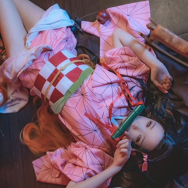 【ins話题で】竈門禰豆子 コスプレ衣装 フリーサイズ 男女兼用 ハロウィン cosplay 学園祭 イベント 文化祭 仮装 変装