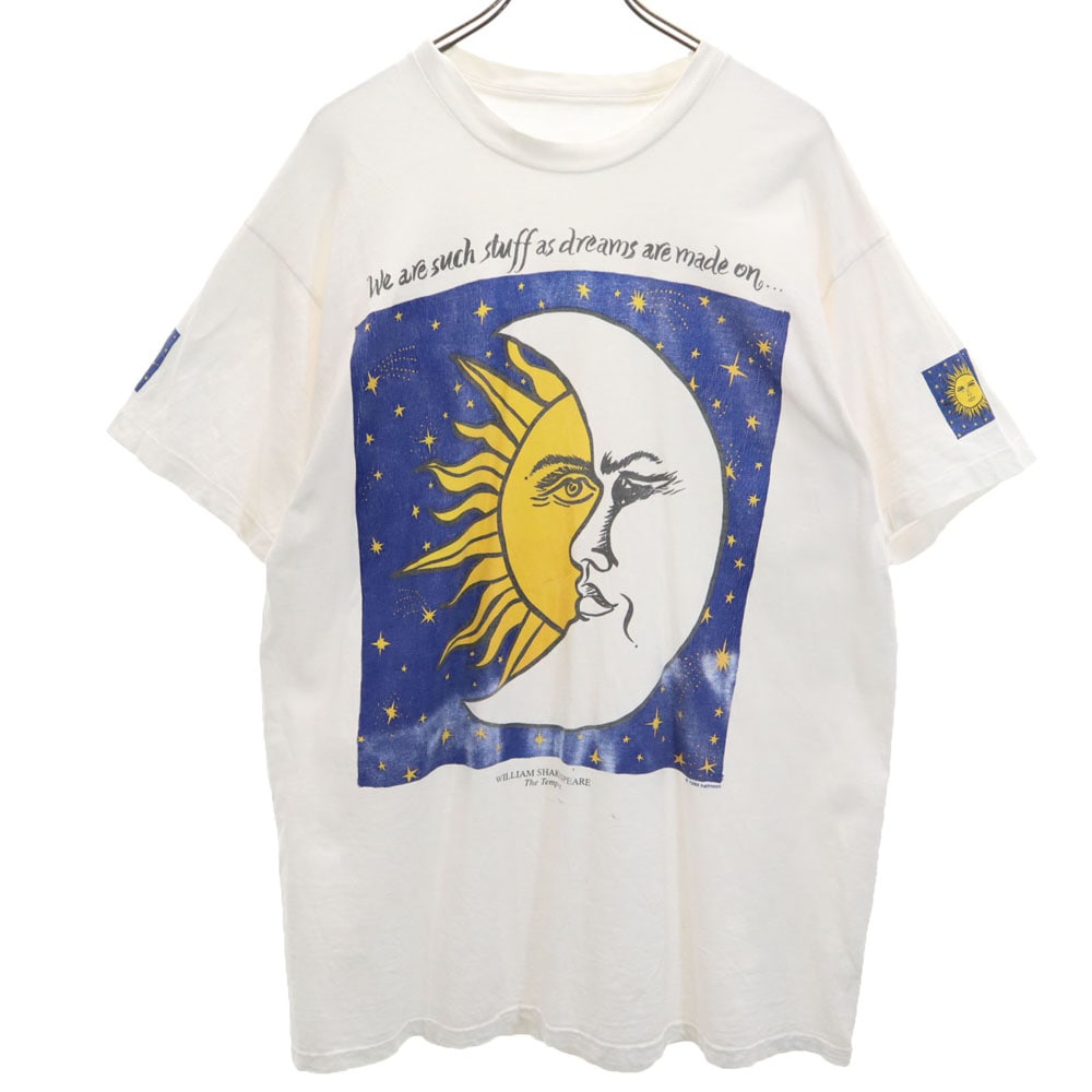 シェイクスピア 90s アートプリント 半袖 the tempest Tシャツ ホワイト Shakespeare 月 太陽 オールド ヴィンテージ メンズ