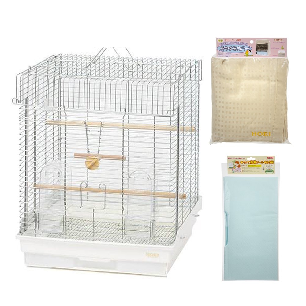 鳥籠　ＨＯＥＩ　オカメ・コザクラインコなどの中型インコ飼育スターターセット　（４６．５X４６．５X５８ｃｍ）　ＣＲＣ55―15―10―15―00