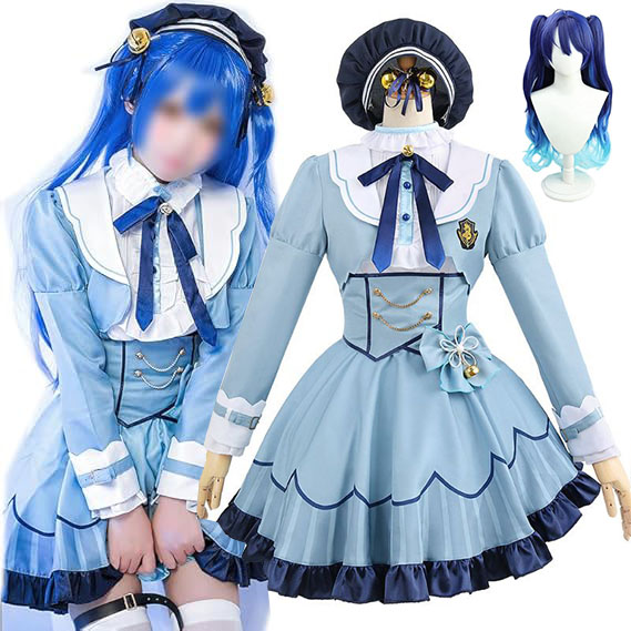 一部在庫あり にじさんじ 天宮こころ コスプレ衣装 あまみやこころ コスプレ 衣装 ハロウィン 水色 コスチューム 撮影 コスプレ衣装 ウィッグ 靴 追加可