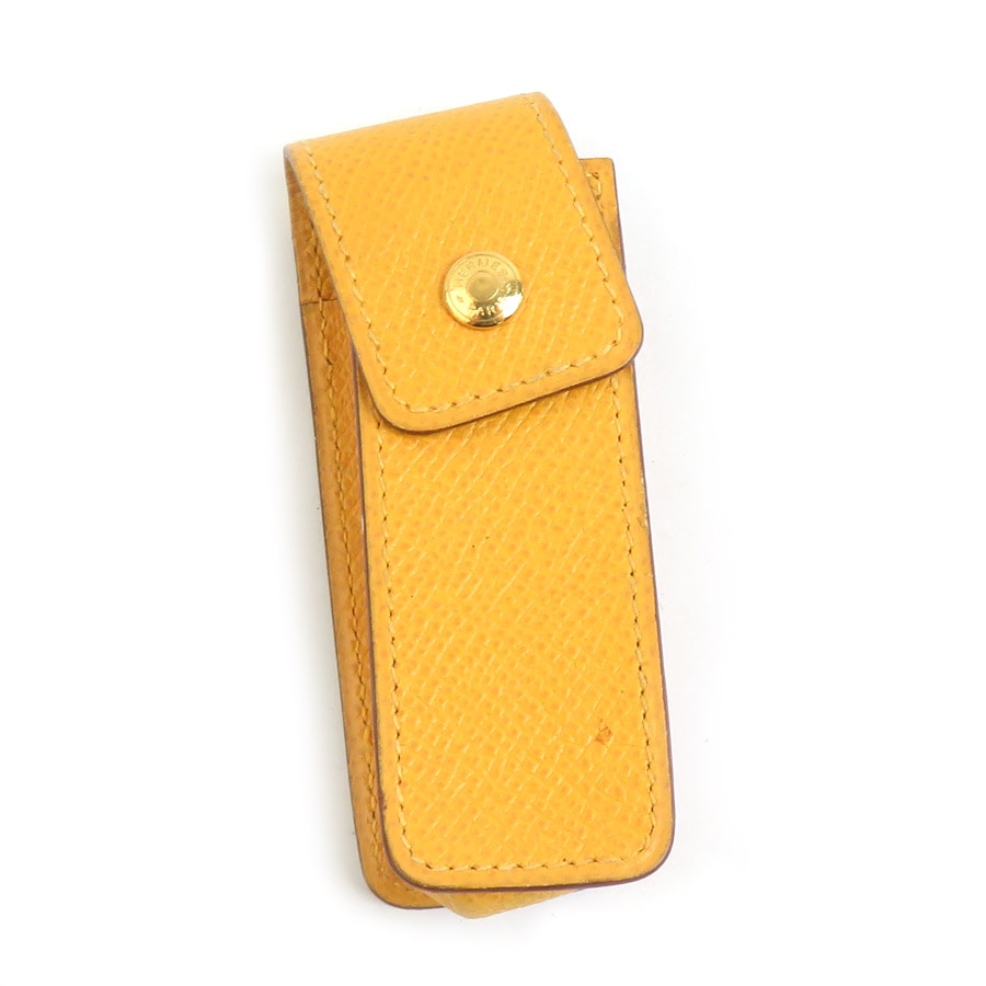 エルメス HERMES ガムケース リップケース レザー イエロー ゴールド レディース e60779n