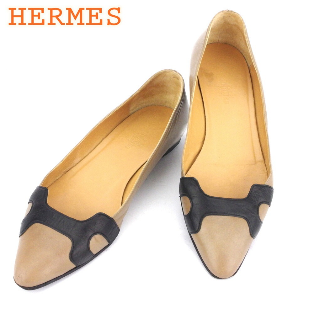 欲しいの エルメス パンプス E16873 中古 HERMES Hモチーフ フラット