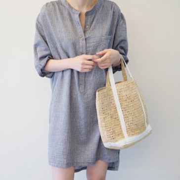 ストライプ柄シャツワンピース ワンピース シャツワンピース ミニ ミニ丈 袖あり 長袖