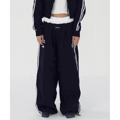 badblood ナイロントラックパンツ BADBLOOD ADS ビンテージナイロントラックパンツ-ネイビー