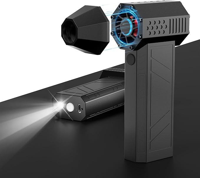 電動エアダスター ブロワー 洗車 4段階風量調整 小型で強力 5000mAh大容量バッテリー コードレス 充電式 エアダスター 多用途(PC 掃除/キーボード/車内/エアコン/洗車用等) ブラック １